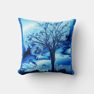 El árbol en el Cojín decorativo de hielo azul
