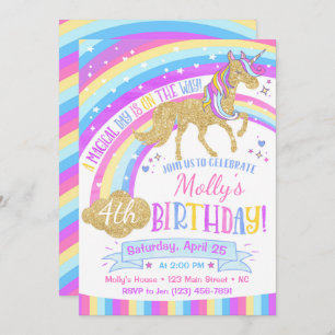 El arco iris de la invitación del cumpleaños del