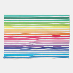 El arco iris raya la toalla de cocina