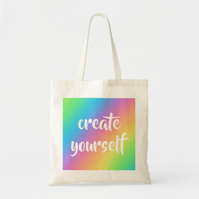 El arcoiris "Créate a ti mismo" Bolsa de Tote (Frente)