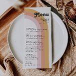 El arcoiris de la Retro Moderna de los 70 | Menú d<br><div class="desc">El arco iris retro de los años 70 | El menú de la cena boda es perfecto para tu naranja, rosa de oro y recepción de bodas rosa. Diseñado con elementos de un arco boho clásico y colorido y rayas minimalistas gruesas. El diseño tiene un toque de playa tropical abstracto...</div>