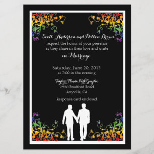 El arcoiris florece con las invitaciones a la boda