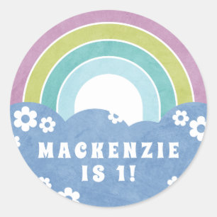 El arcoiris retro y los daisies Pegatina de cumple