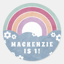 El arcoiris retro y los daisies Pegatina de cumple