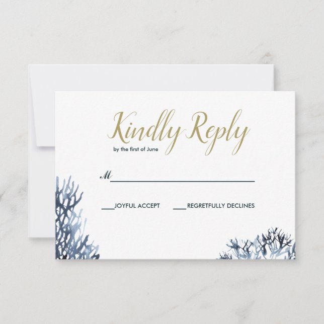 El arrecife azul | Boda náutica RSVP (Anverso)