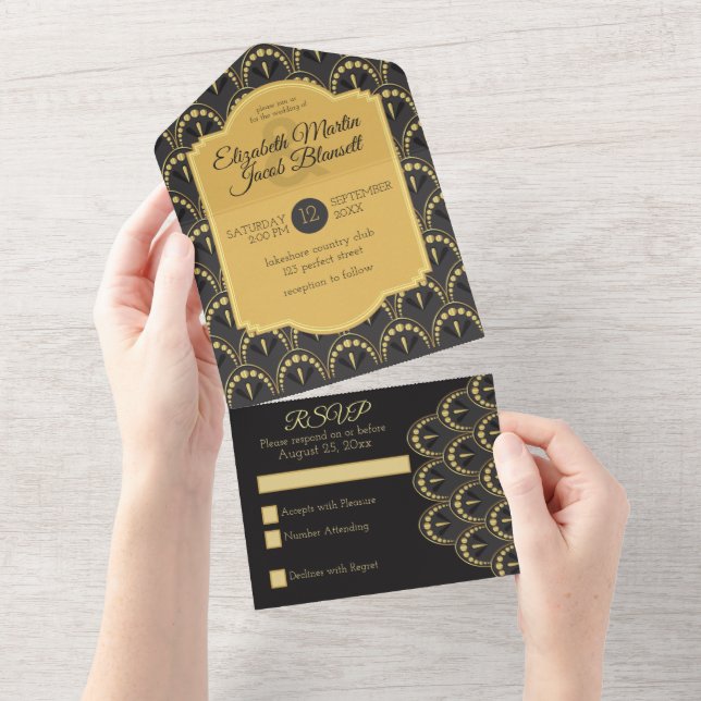 El Art Decó Vintage En Una Invitación (desgarro)