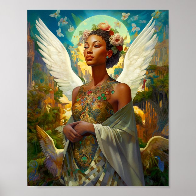 El arte de la fantasía de la diosa ángel afroameri (Frente)