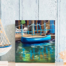 El arte de la pared acrílica de la Canoa azul