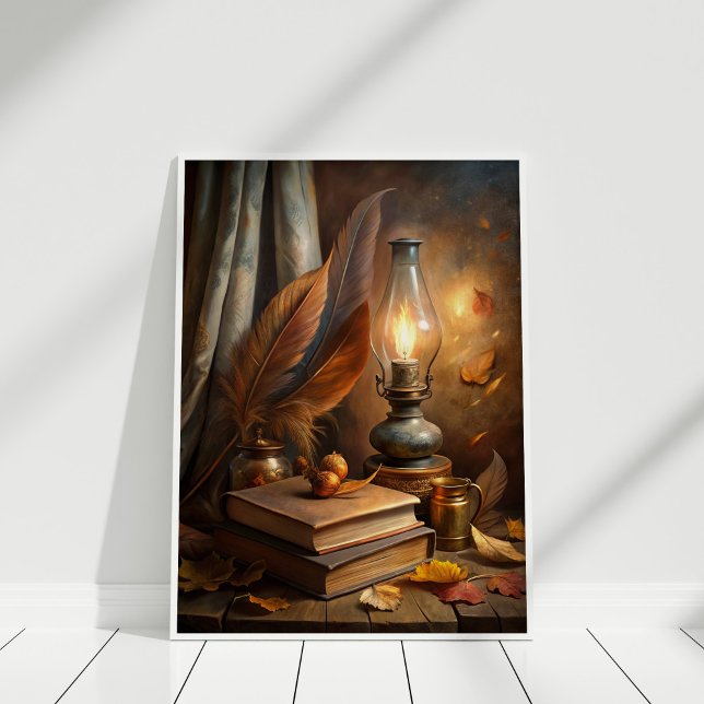 El arte de la pared de estudio de la bruja - La ma (Witch's Study Wall Art – Vintage Candlelit Magic in white frame)