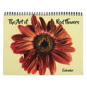 El arte del calendario de flores rojas