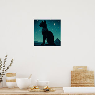 El arte del gato egipcio estrellado del Poster Bas