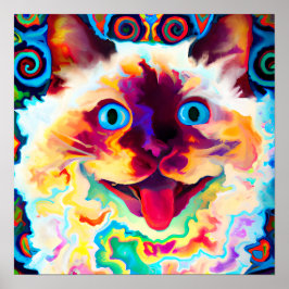 El arte del retrato de un gato balinés loco feliz