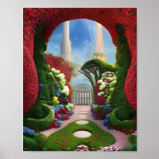 El arte digital fantástico de los jardines rojos (Frente)