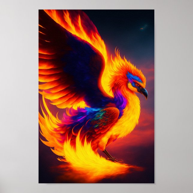 El arte digital futurista Phoenix Rising (Frente)