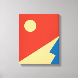 El arte geométrico de la montaña y el sol a mediad