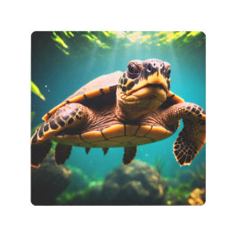 El arte Metalizado de la tortuga marina