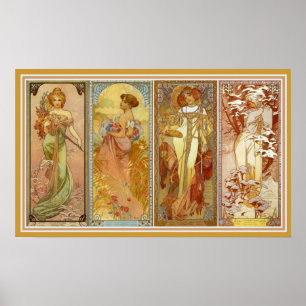 El arte mural de Les Quatre Saisons Mucha