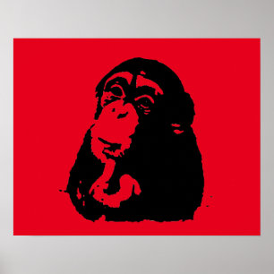 El arte pop negro rojo piensa en los chimpancés
