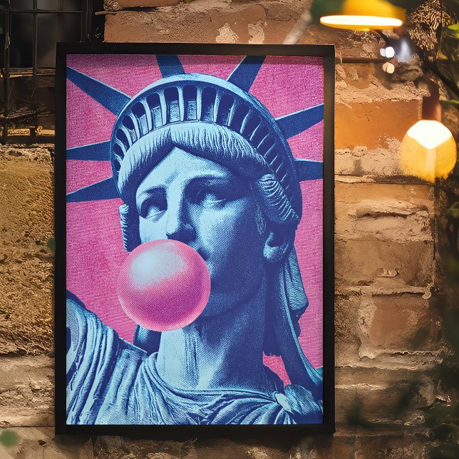 El arte pop retro Lady Liberty (Make a bold statement with this pop art-style Statue of Liberty poster)