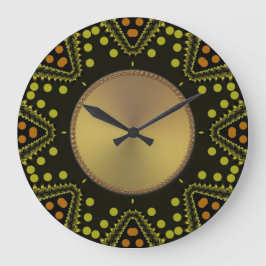 El arte tribal puntea el reloj de pared del oro