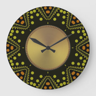El arte tribal puntea el reloj de pared del oro