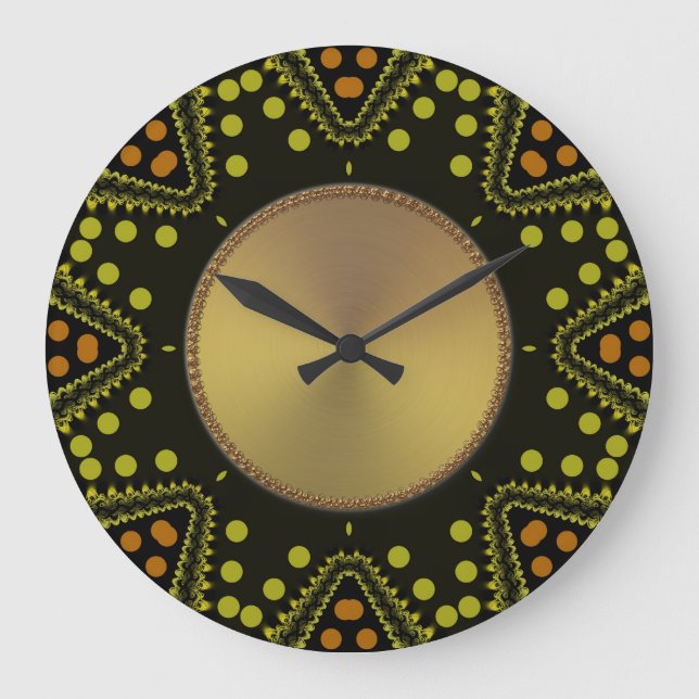 El arte tribal puntea el reloj de pared del oro (Anverso)
