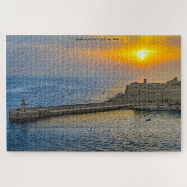 El atardecer del puerto de Malta. Rompecabezas (Horizontal)