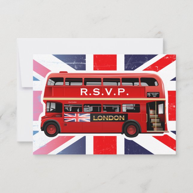 El autobús rojo de Londres - Tarjetas RSVP (Anverso)
