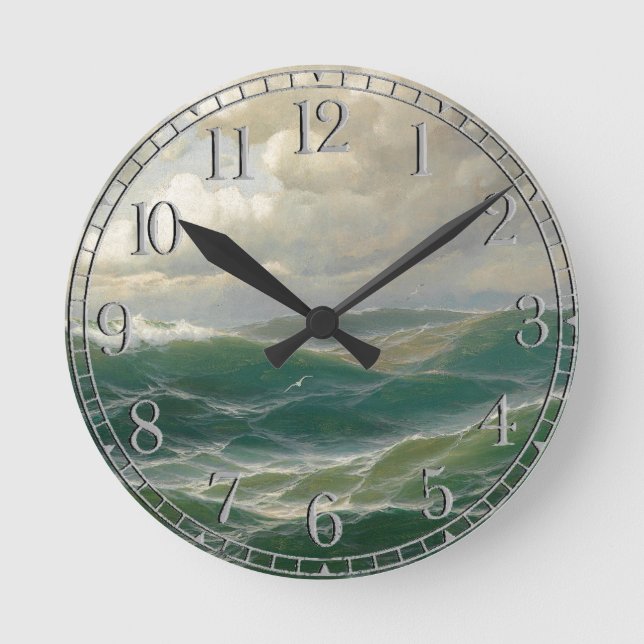 El ave marina del océano agita el reloj de pared (Anverso)