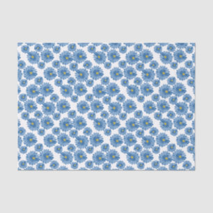 El azul florece el papel seda