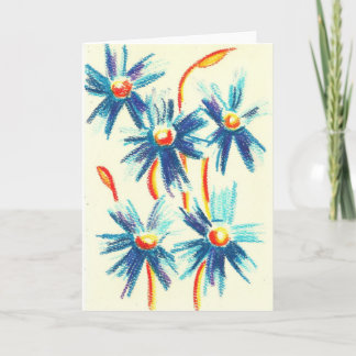 El azul florece la tarjeta de felicitación