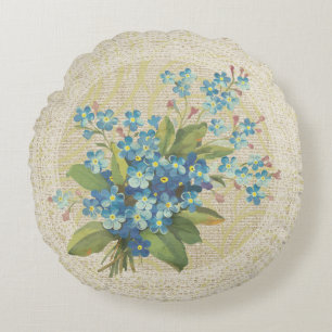 El azul me olvida no y ata la almohada floral del