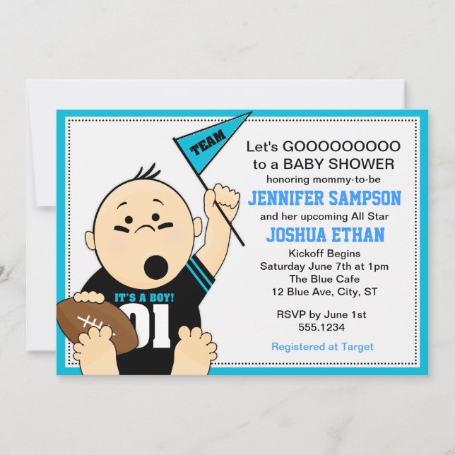 El azul se divierte las invitaciones de Baby (Anverso)