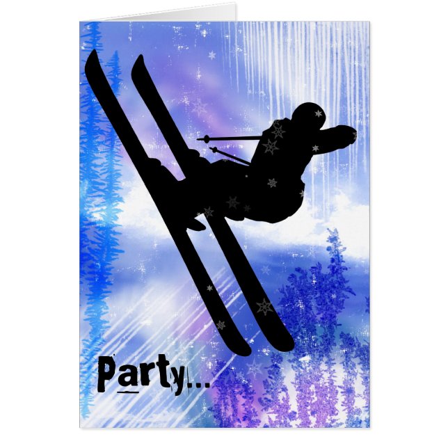 El azul y el blanco salpica con salto de esquí (Frente)