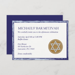 El azul y el oro kiddish de la tarjeta de Mitzvah