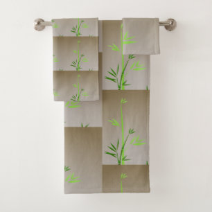 El bambú verde en las baldosas de Taupe contemporá