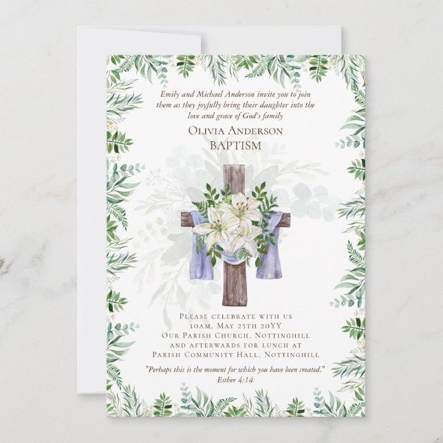 El BAPTISM clásico y elegante invita a los Lilys v (Anverso)