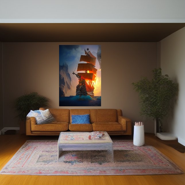 El barco pirata en el mar | Poster de arte de IA (Subido por el creador)