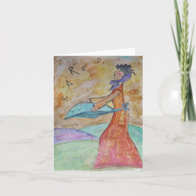 El bastidor cuida la tarjeta de felicitación (Anverso)