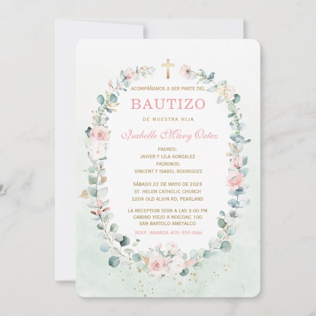 El Bautizo invitación de nuestra hi (Anverso)
