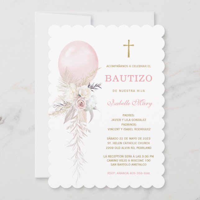 El Bautizo invitación de nuestra hi Invitación (Anverso)