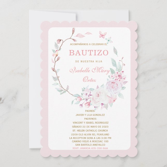 El Bautizo invitación de nuestra hija (Anverso)