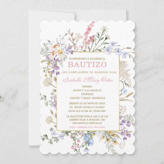 El Bautizo y primer nuevo invitación de nuestra hi (Anverso)