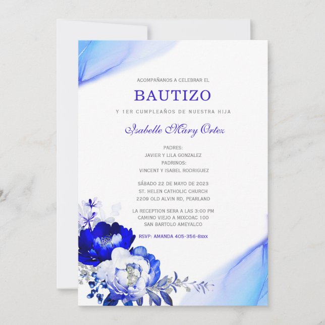 El Bautizo y primer nuevo invitación de nuestra hi (Anverso)