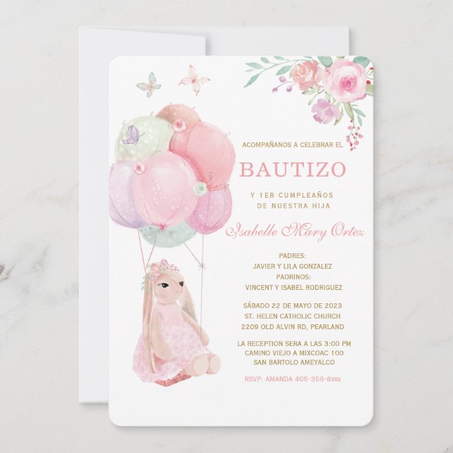 El Bautizo y primer nuevo invitación de nuestra hi (Anverso)