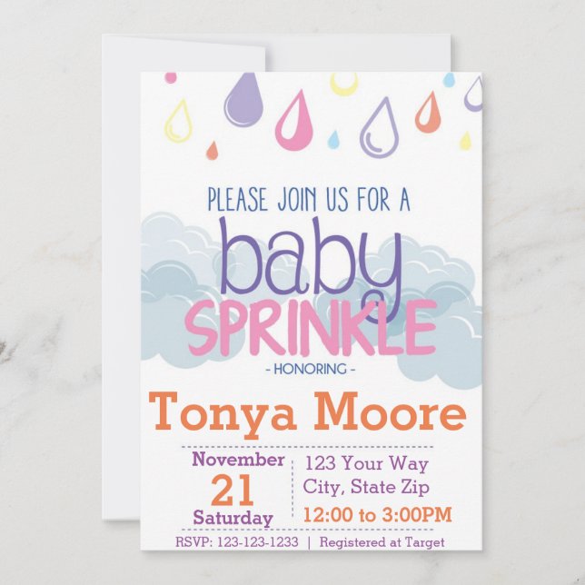 El bebé asperja la invitación de Baby Shower (Anverso)