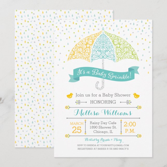 El bebé asperja la invitación de encaje del (Anverso / Reverso)