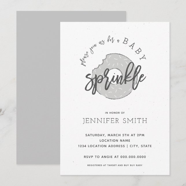 El bebé asperja la invitación neutral del buñuelo (Anverso / Reverso)