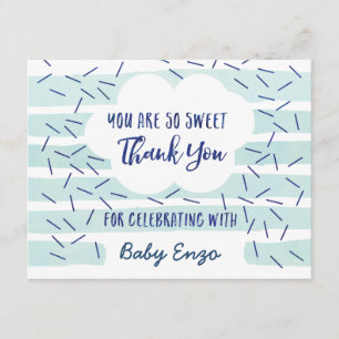 El bebé azul asperja le agradece las tarjetas