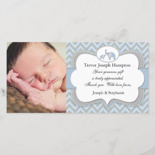 El bebé azul del elefante le agradece tarjeta de